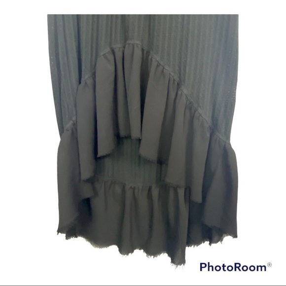 Denim & Supply Ralph Lauren Black Jersey Knit Maxi Dress Oversized Ruffle Hem - Picture 11 of 11